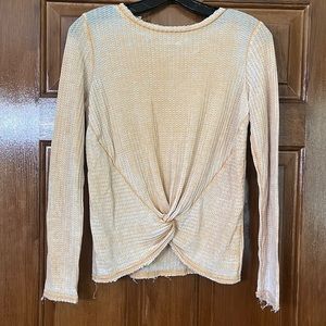 Distressed Ribbed Yellow Long Sleeve